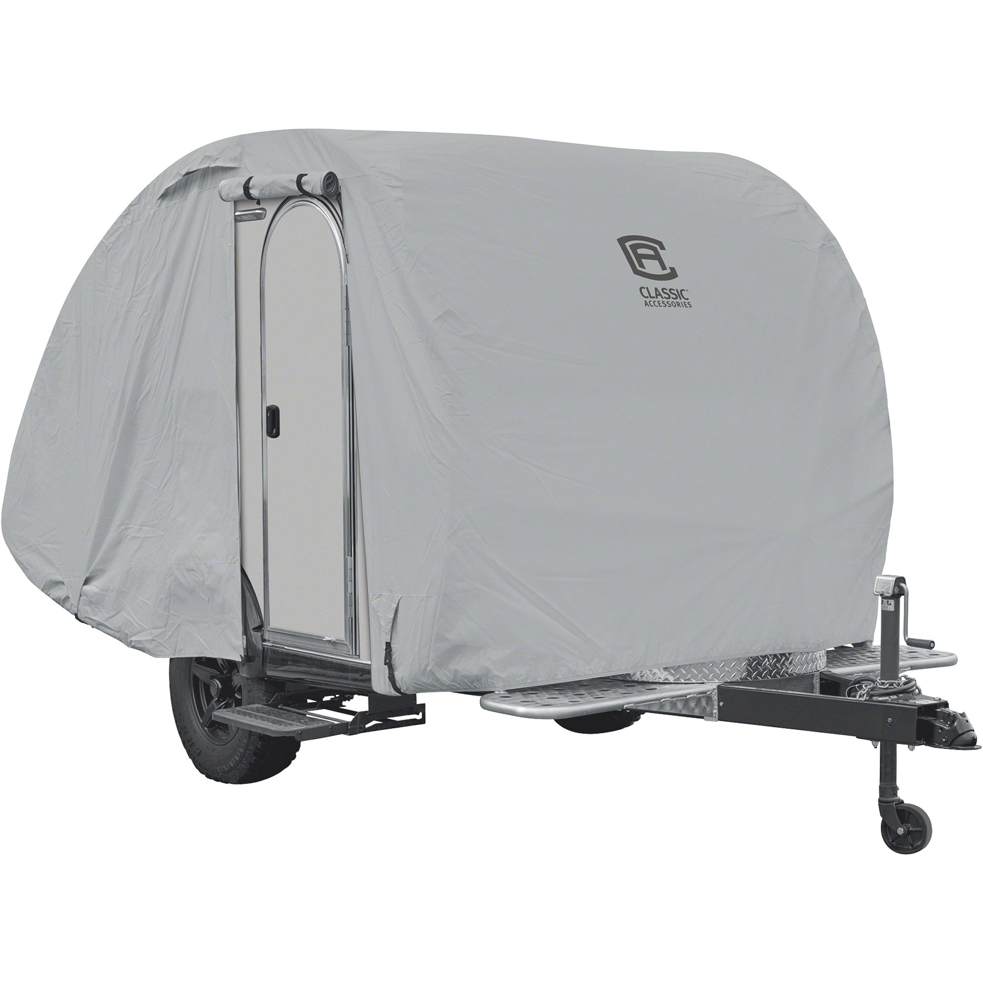 Classic Accessories PermaPRO Teardrop Trailer Cover, Gray, Fits 10ft.L-12ft.L x 6ft.W Teardrop Trailers, 80-399-161001-RT